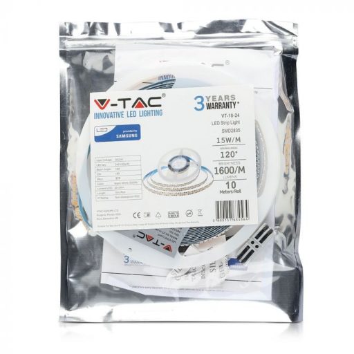V-TAC LED szalag SMD2835 240LED/M SAMSUNG CHIP 15W/M 24V IP20 4000K - 321