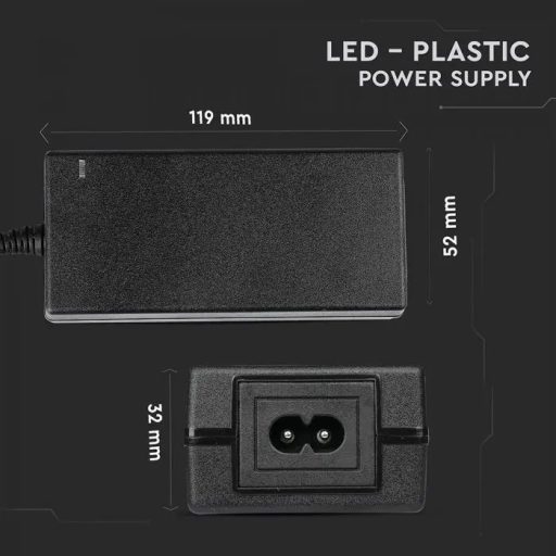V-TAC LED Műanyagházas dugvillás tápegység 42W 3.5A 12V IP44 - 3249