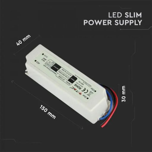V-TAC LED Műanyagházas szerelhető vízálló tápegység 30W 2.5A 12V IP67 - 3271