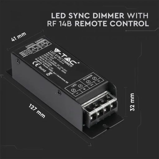 V-TAC LED szalag fényerő szabályozó BF 14B távirányítóval - 3337
