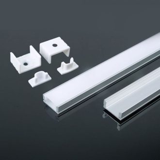   V-TAC Alumínium profil - Falon kívüli - Tejfehér fedlappal - 2000 x 17.4 x 7 mm - 3355 Akciós
