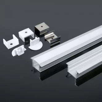   V-TAC Alumínium profil - Süllyeszthető - Tejfehér fedlappal - 2000 x 24.5 x 12.2 mm - 3357