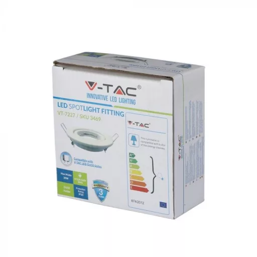 V-TAC Led GU10 Spot Keret Kerek Állítható Fehér - 3469