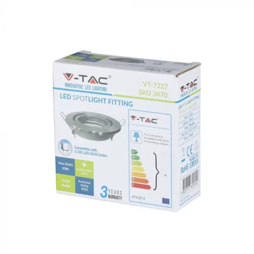 V-TAC Led GU10 Spot Keret Kerek Állítható matt króm - 3470