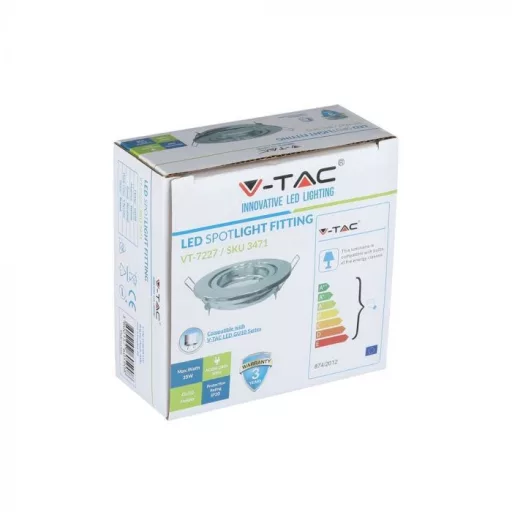 V-TAC Led GU10 Spot Keret Kerek Állítható Króm - 3471