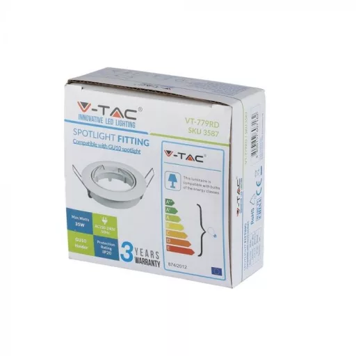 V-TAC Led GU10 Spot Keret Kerek Állítható Fehér - 3587