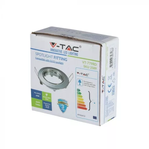 V-TAC Led GU10 Spot Keret Kerek Állítható Króm - 3589
