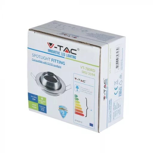 V-TAC Led GU10 Spot Keret Állítható Kerek matt króm - 3594