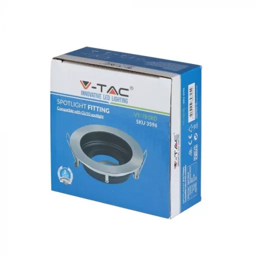 V-TAC Led GU10 Spot Keret Kerek matt króm - 3596