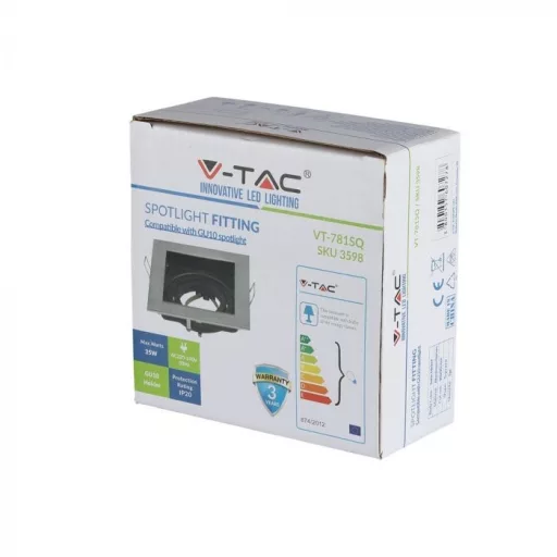 V-TAC Led GU10 Spot Keret Négyzet alakú matt króm - 3598