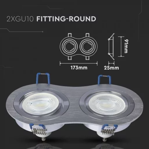 V-TAC Led 2 x GU10 Spot Keret Kerek Alumínium - 3602