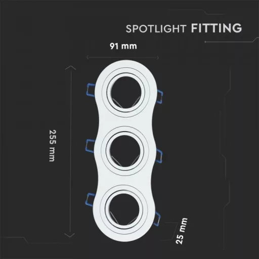 V-TAC Led 3 x GU10 Spot Keret Kerek Fehér - 3603