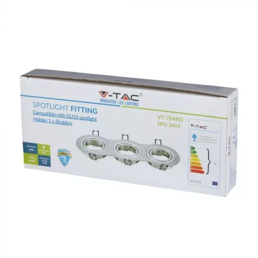 V-TAC Led 3 x GU10 Spot Keret Kerek Alumínium - 3604