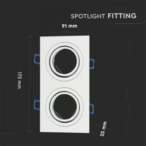 V-TAC Led 2 x GU10 Spot Keret Négyzet Alakú Fehér - 3607