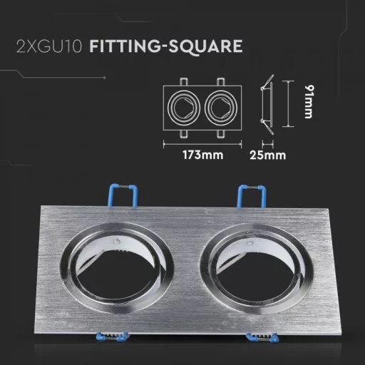 V-TAC Led 2 x GU10 Spot Keret Négyzet Alakú Alumínium - 3608