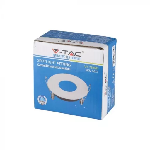 V-TAC Led GU10 Spot Keret Kerek Matt Fehér - 3611