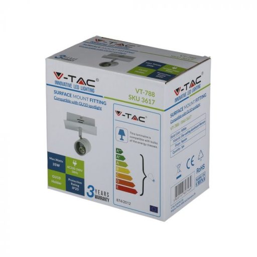 V-TAC Led 1 x GU10 Spot Sín szerelvény Fehér - 3617