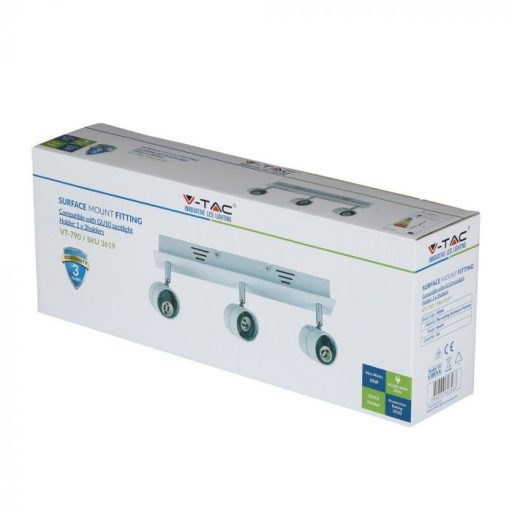 V-TAC Led 3 x GU10 Spot Sín szerelvény Fehér - 3619