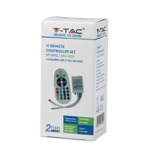 V-TAC LED szalaghoz infravörös RGB vezérlő 24 gombos - 3625