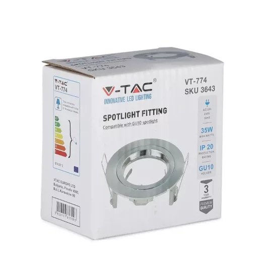 V-TAC Led GU10 Spot Keret matt króm - 3643
