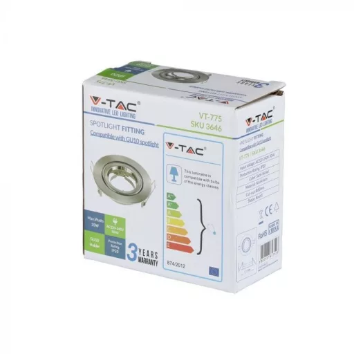 V-TAC Led GU10 Spot Keret Kerek matt króm - 3646