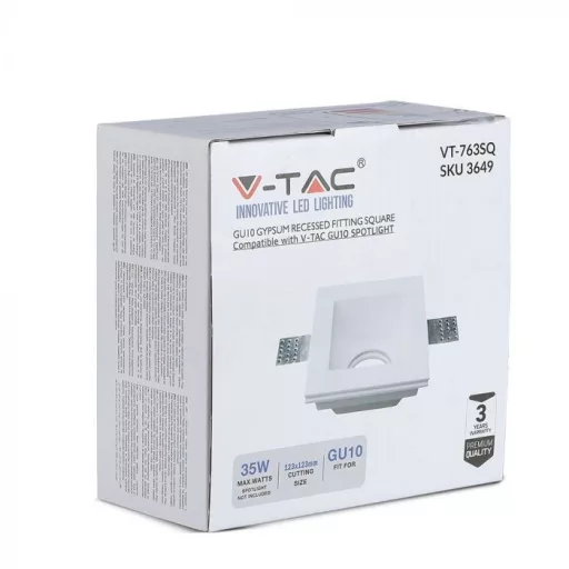 V-TAC négyzet alakú gipsz lámpatest - 3649