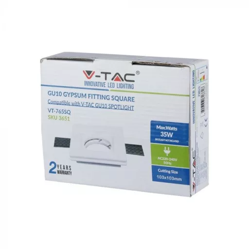 V-TAC négyzet alakú gipsz lámpatest - 3651