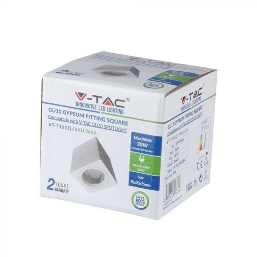 V-TAC négyzet alakú gipsz lámpatest - 3666