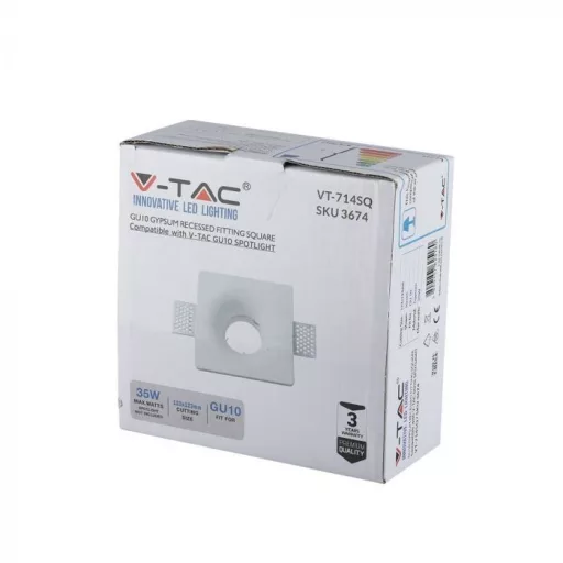 V-TAC négyzet alakú gipsz lámpatest - 3674