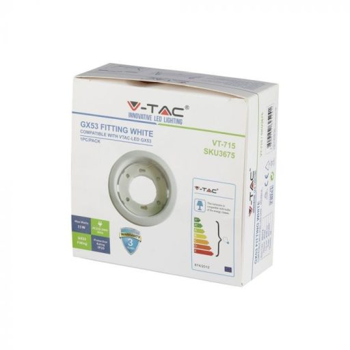 V-TAC Süllyeszthető GX53 LED spotlámpa  keret kör, fehér - 3675