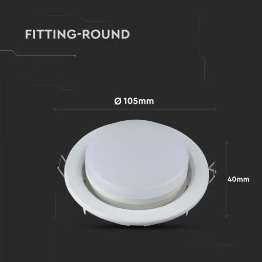 V-TAC Süllyeszthető GX53 LED spotlámpa  keret kör, fehér - 3675