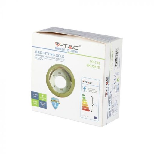 V-TAC Süllyeszthető GX53 LED spotlámpa  keret kör, arany - 3676