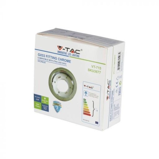 V-TAC Süllyeszthető GX53 LED spotlámpa  keret kör, króm - 3677