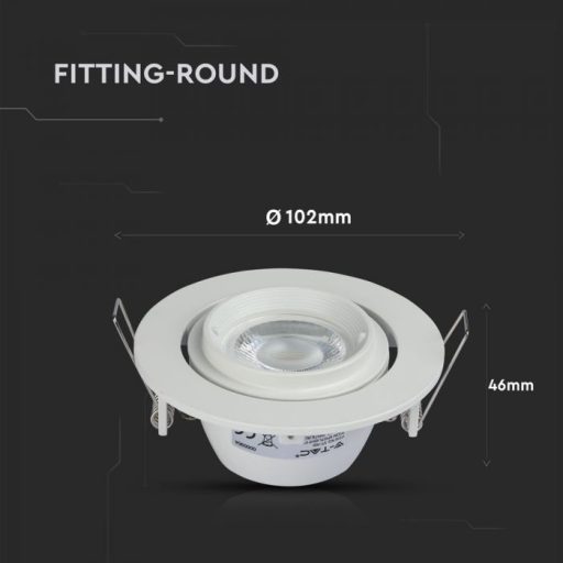 V-TAC Led GU10 Spot Tartó Keret Mozgatható Fehér - 3689