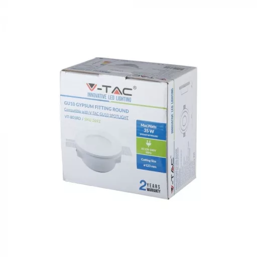 V-TAC GU10 Gipsz keret opál üveggel kör alakú - 3692