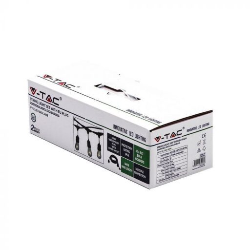 V-TAC Fényfüzér Euro csatlakozó WP foglalat 5m 10 foglalat - 3698