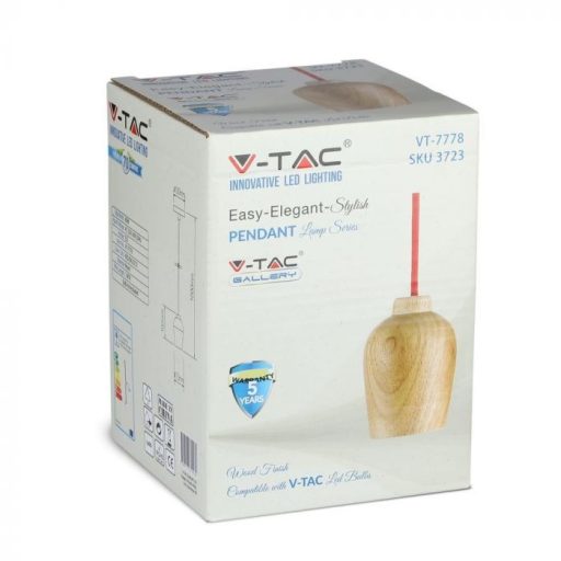 V-TAC E27 fa függeszték - piros huzal - 3723