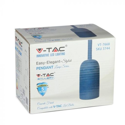 V-TAC E27 beton függeszték - Kék - 3744