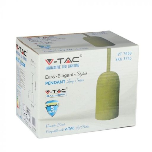 V-TAC E27 beton függeszték - Sárga - 3745