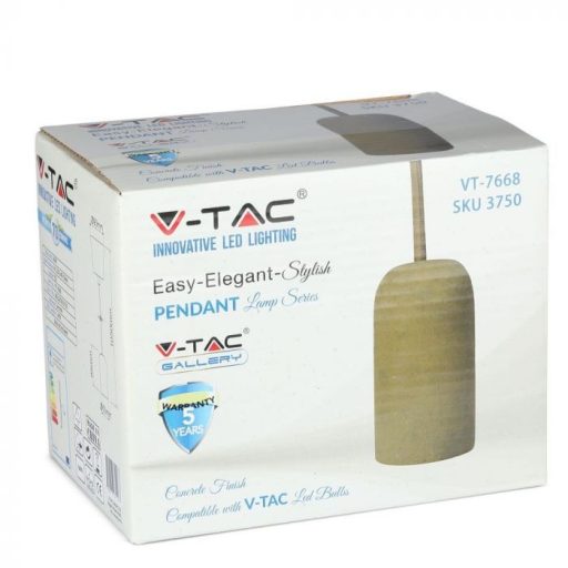 V-TAC E27 beton függeszték - Bézs - 3750