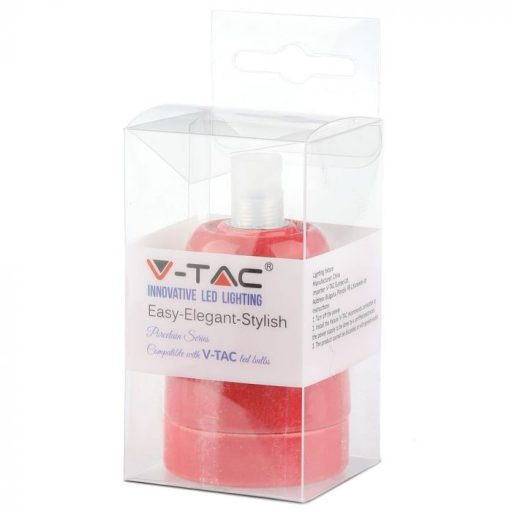 V-TAC E27 porcelán foglalat - piros - 3799