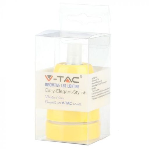 V-TAC E27 porcelán foglalat - sárga - 3801