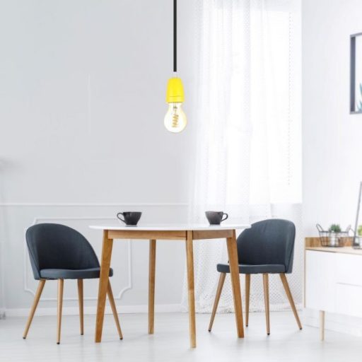 V-TAC E27 porcelán foglalat - sárga - 3801