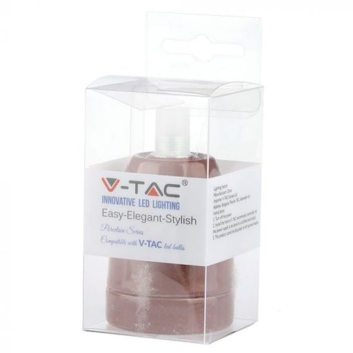 V-TAC E27 porcelán foglalat - barna - 3802