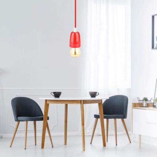 V-TAC E27 porcelán függeszték - piros - 3807