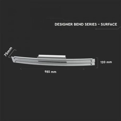 V-TAC LED design hajlított üveg 36W - króm -  4000K - 3899