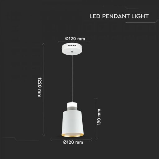V-TAC LED ACRYLIC FÜGGESZTÉK 7W - fehér - 4000K - 3929