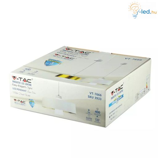 V-TAC LED ACRYLIC FÜGGESZTÉK 7W - fehér - 4000K - 3933