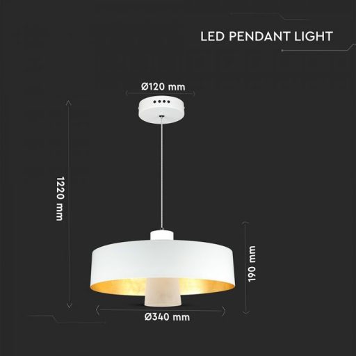 V-TAC LED ACRYLIC FÜGGESZTÉK 7W - arany - 3000K - 3936
