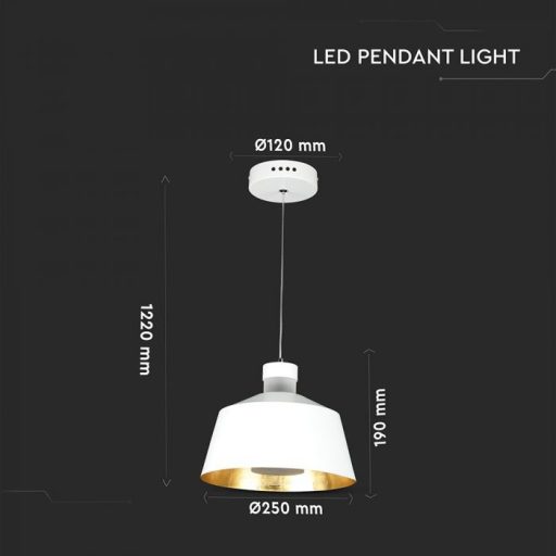 V-TAC LED ACRYLIC FÜGGESZTÉK 7W - fehér - 3000K - 3937